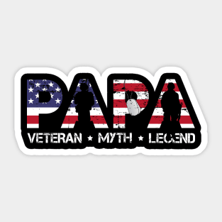 Papa The Veteran The Myth The Legend T Shirt Funny Humor Father Tee for Guys Sticker
